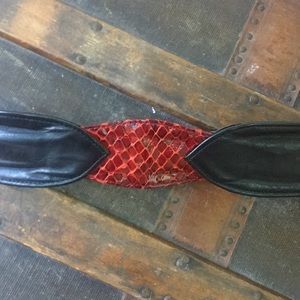 Bundle me! Gorgeous vintage black belt, red snakeskin detail
